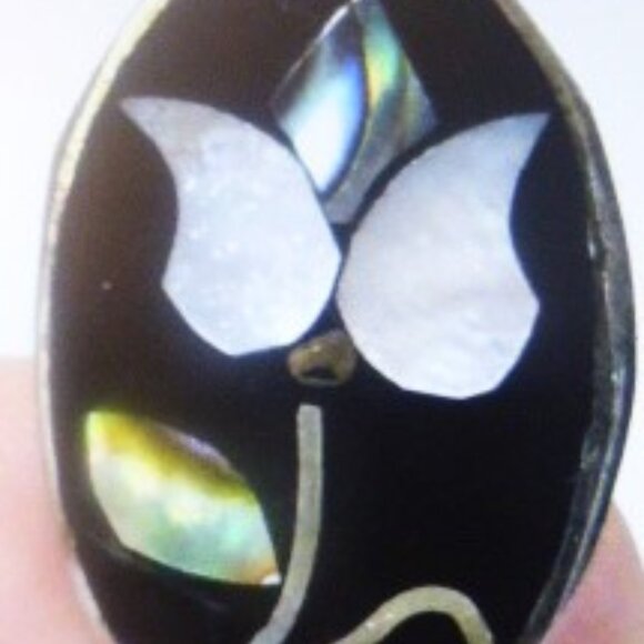 Vintage .925 Alpaca Mexico ABOLONE BRACELET - Picture 5 of 8